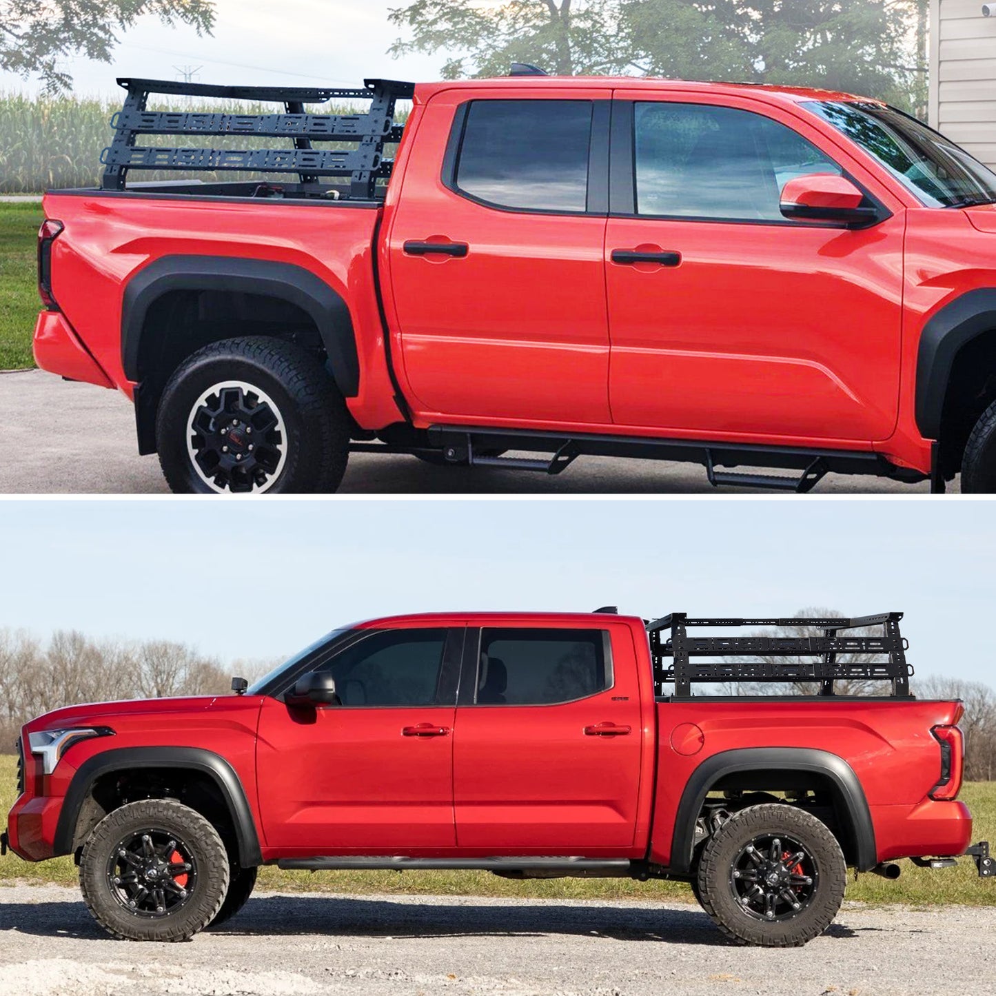 1100 Load Capacity for Tacoma Tundra Truck Bed Racks Mid Height, MONOKING Adjustable 16"~25" High Truck Racks Compatible for Toyota Tacoma Tundra Transport Rack for Kayaks Bikes Rooftop Tent