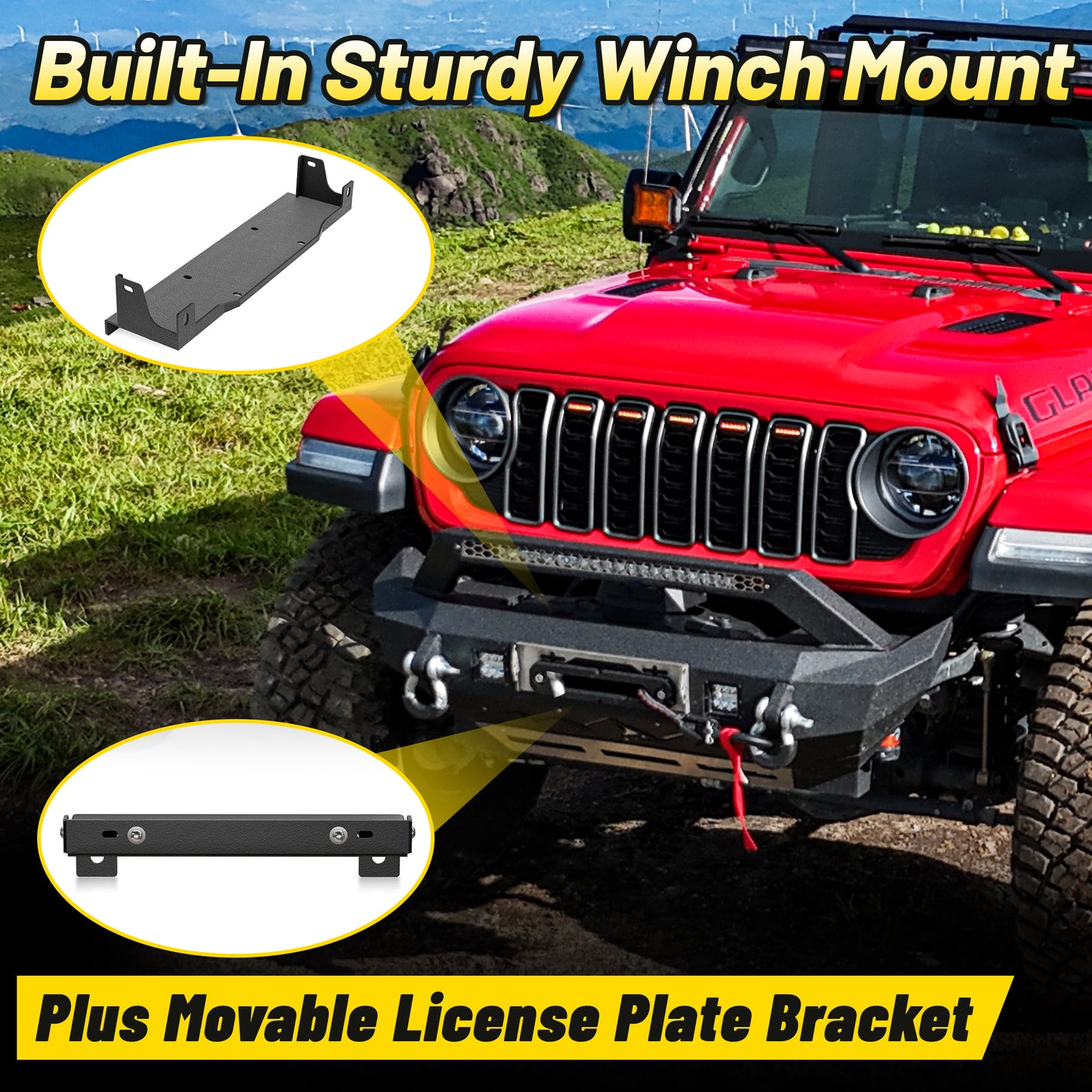 Jeep JL 18-26 & Gladiator JT Front Bumper |Direct Bolt-On, No Drill, Off-Road Adventure Armor, Stainless Steel Skid Plate