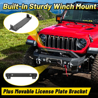 Jeep JL 18-26 & Gladiator JT Front Bumper |Direct Bolt-On, No Drill, Off-Road Adventure Armor, Stainless Steel Skid Plate