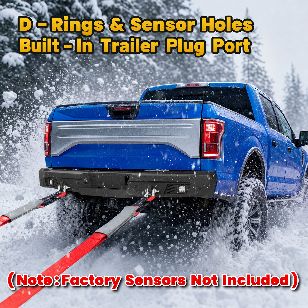 Ford F-150 15-25 (Excl. Raptor & EcoBoost) Rear Bumper|Direct Bolt-On, No Drill, Trail-Ready Protection, LED Lights &Dual D-Rings