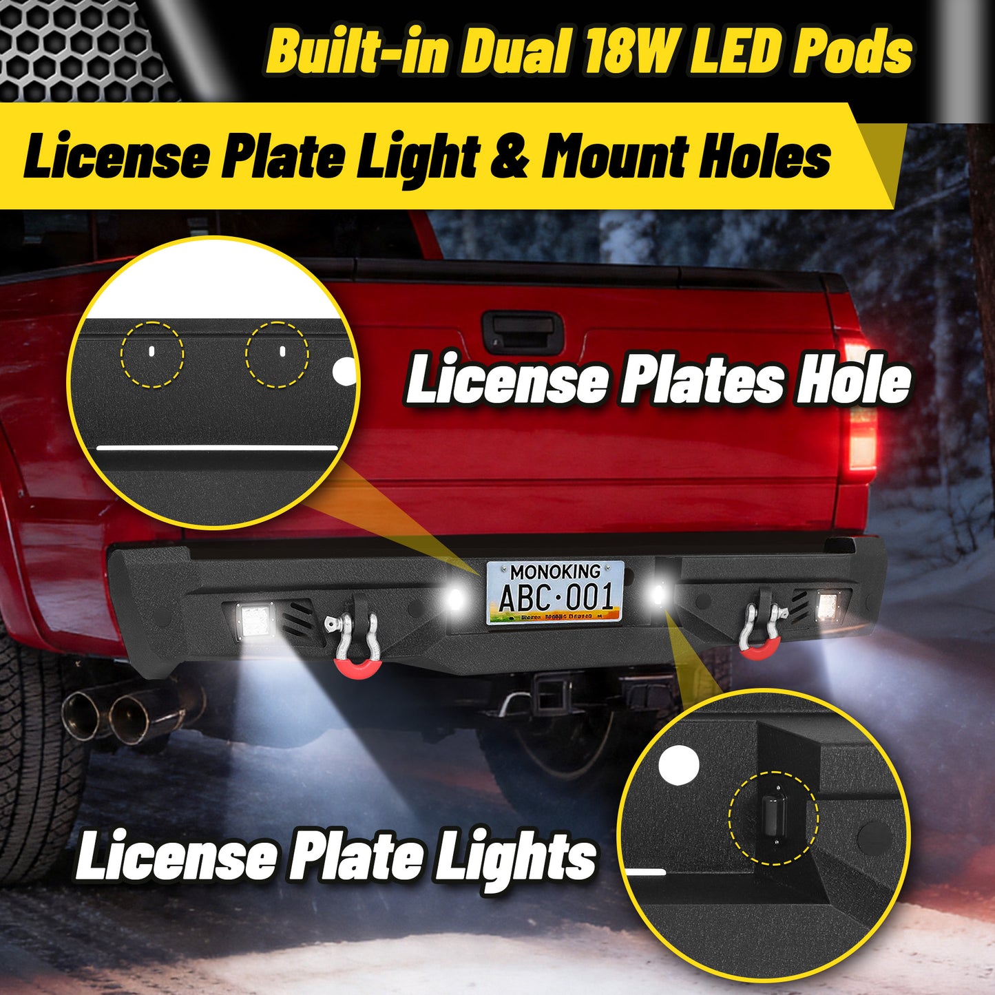Ford F-150 15-17 (Excl. Raptor & EcoBoost) Rear Bumper|Bolt-On, No Drilling, Steel Work Truck, LED Lights & D-Rings