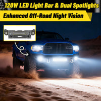Dodge Ram 2500 19-24 Front Bumper|Direct Bolt-On, No Drill, Work Truck & Off-Road Protection, LED Light Bar & Fog Lights