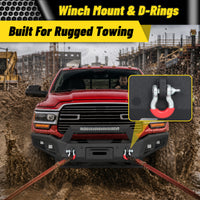 Ram 2500/3500 2019-2026 Front Bumper|Heavy-Duty Carbon Steel, Winch Mount, D-Rings, LED Lights & License Plate Mount