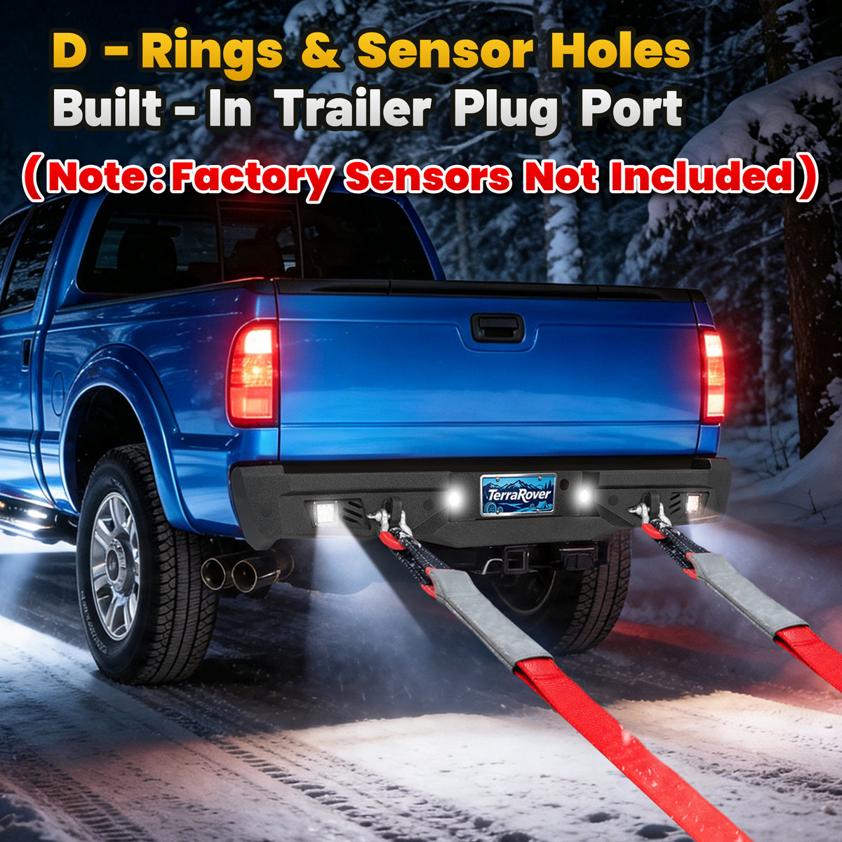 Ford F-150 15-17 (Excl. Raptor & EcoBoost) Rear Bumper|Bolt-On, No Drilling, Steel Work Truck, LED Lights & D-Rings