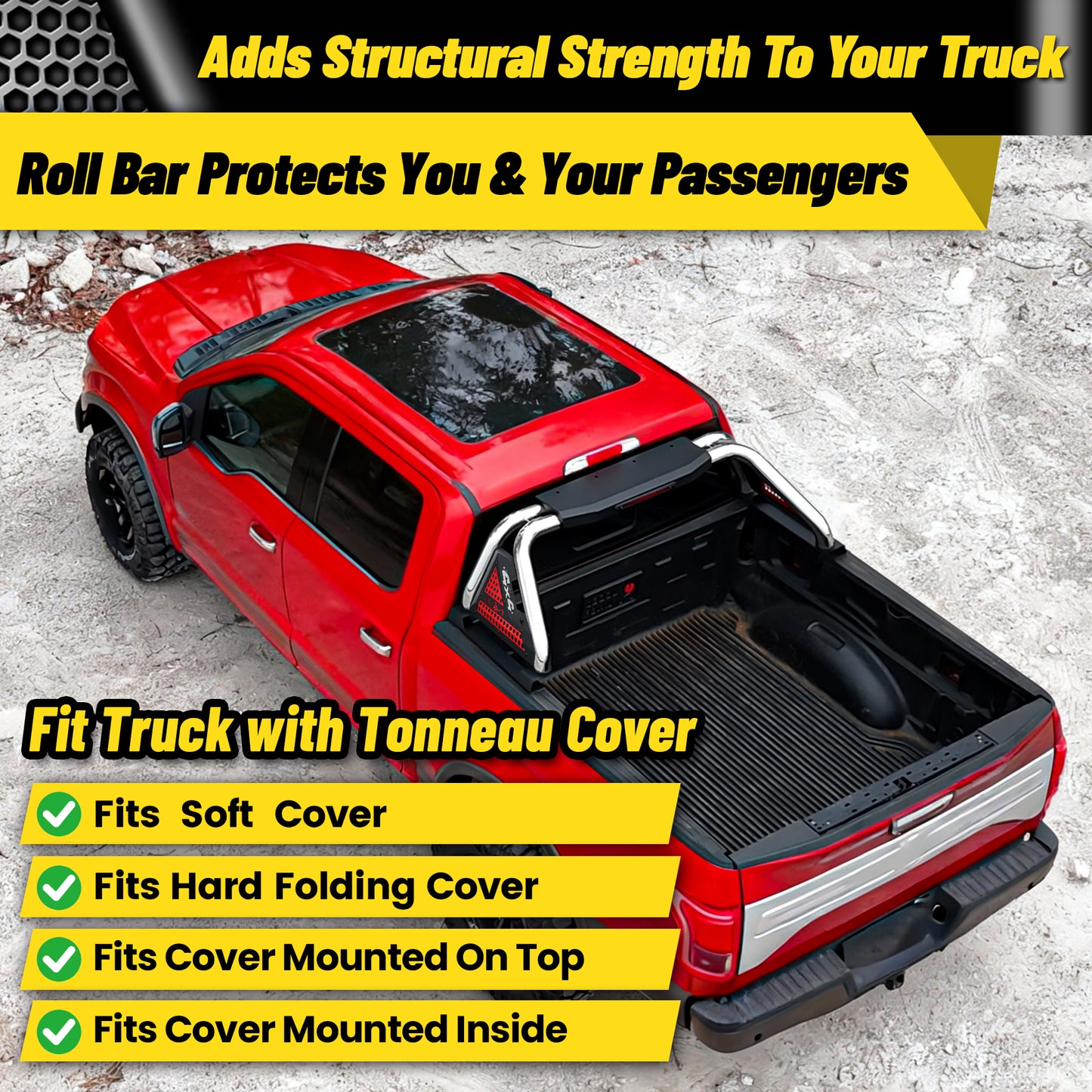 Universal Truck Bed Roll Bar Stainless Steel