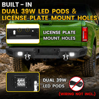 Ford 2021-2023 Rear Bumper | Direct Bolt-On, No Drill, Heavy-Duty Protection,LED Pods＆Dual D-rings