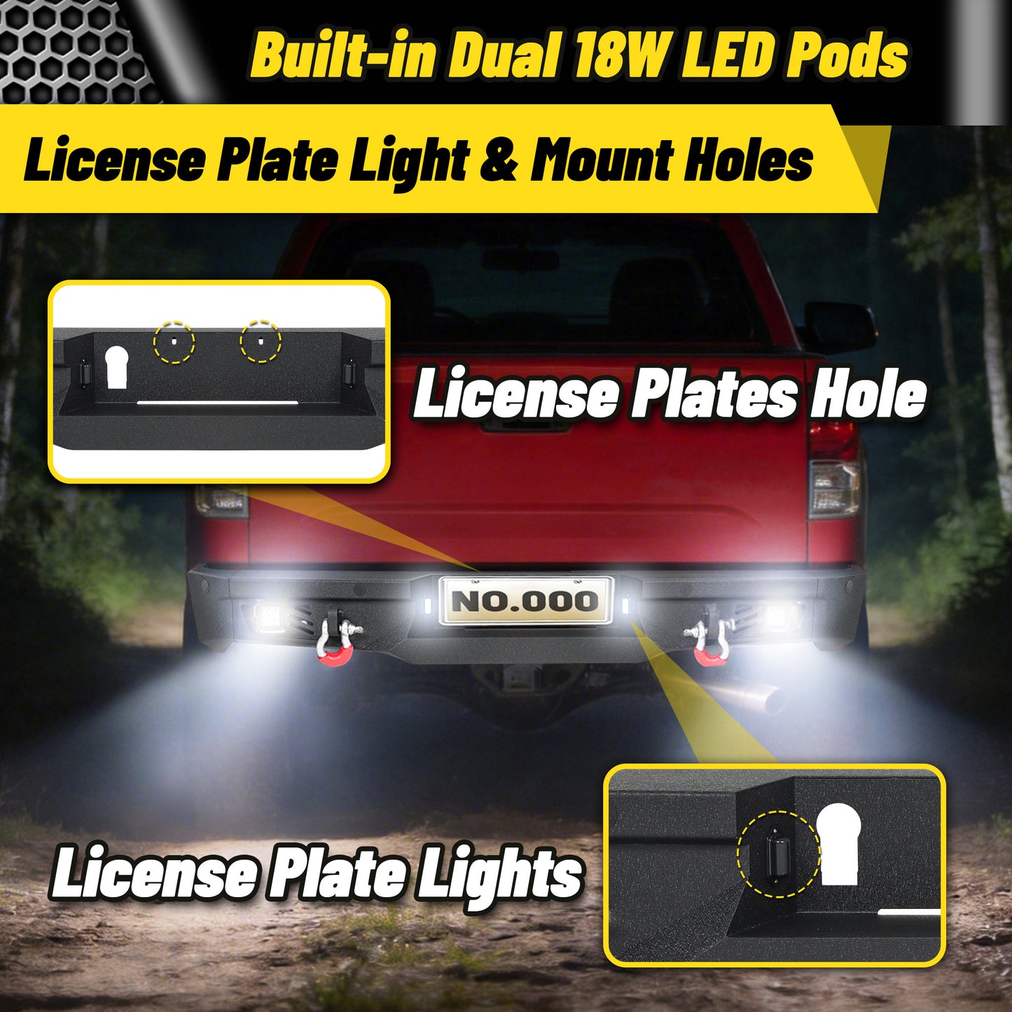 Toyota Tundra 07-13 Rear Bumper|Direct Bolt-On, No Drill, Work & Trail Defense, D-Rings & License Plate Lights