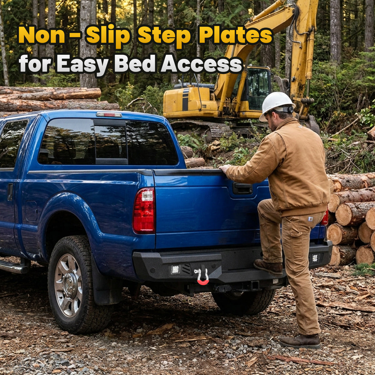 Ford F-150 15-17 (Excl. Raptor & EcoBoost) Rear Bumper|Bolt-On, No Drilling, Steel Work Truck, LED Lights & D-Rings