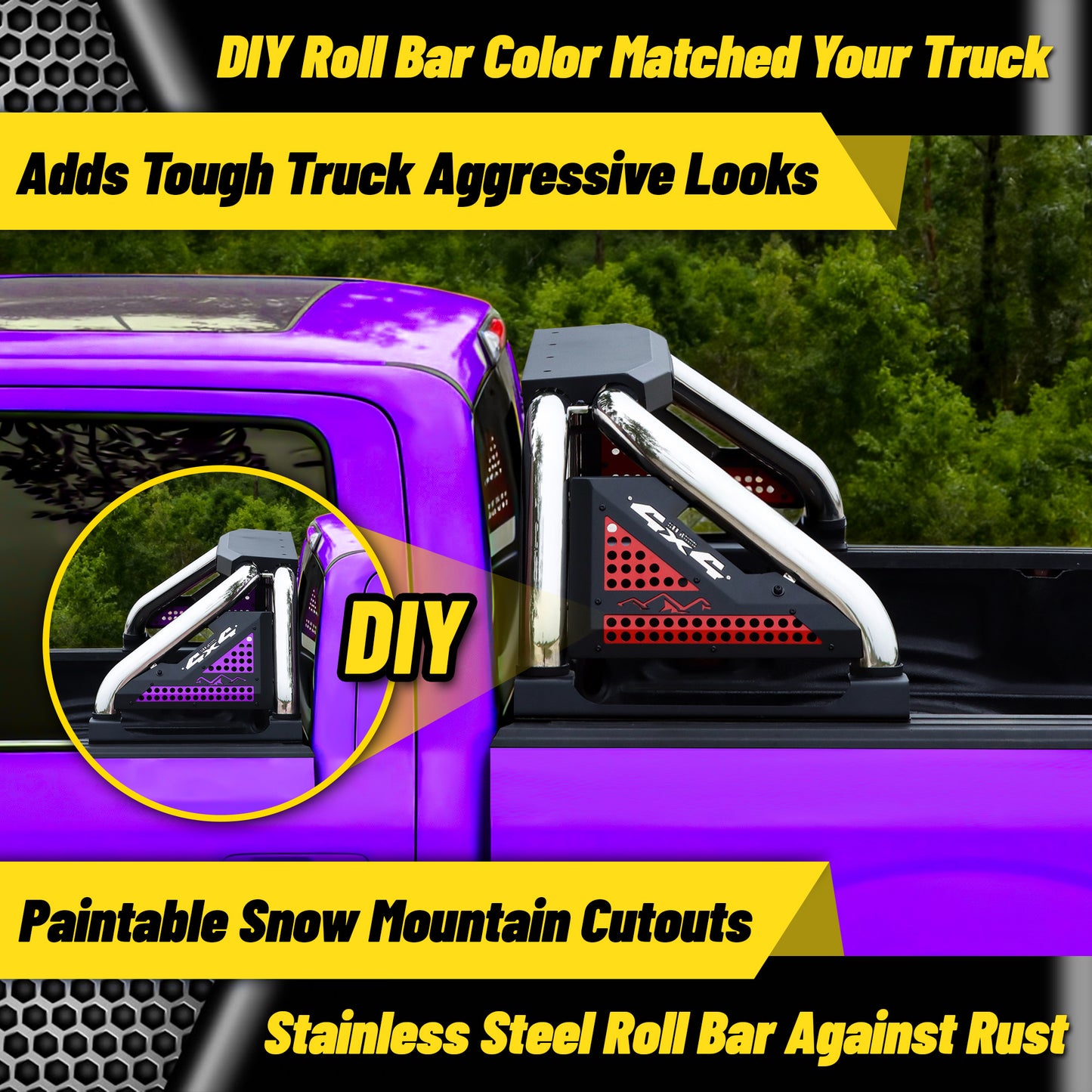 Universal Truck Bed Roll Bar Stainless Steel