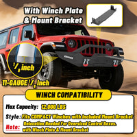 Jeep Wrangler JK JL 07-26 & Gladiator JT 20-26 Front Bumper| Bolt-On, No Drilling, Dual D-Rings