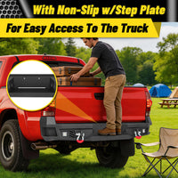 Toyota Tacoma 05-15 2nd Gen Rear Bumper|Direct Bolt-On, No Drill, Off-Road & Overland Armor, LED Pods & Step Plate