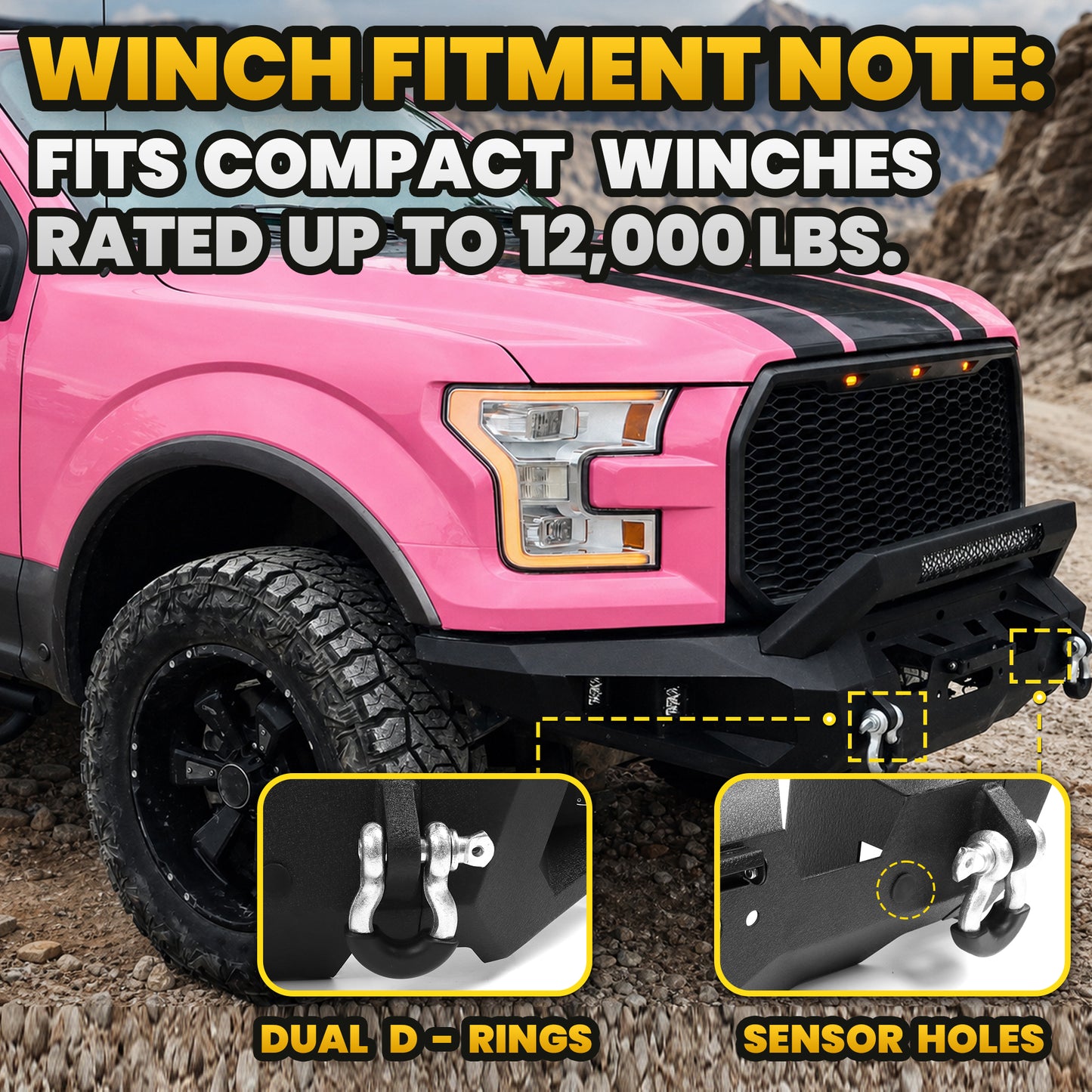 FORD 15-17 Front Bumper | Direct Bolt-On, No Drill, Aggressive Full Protection, Dual D-Rings