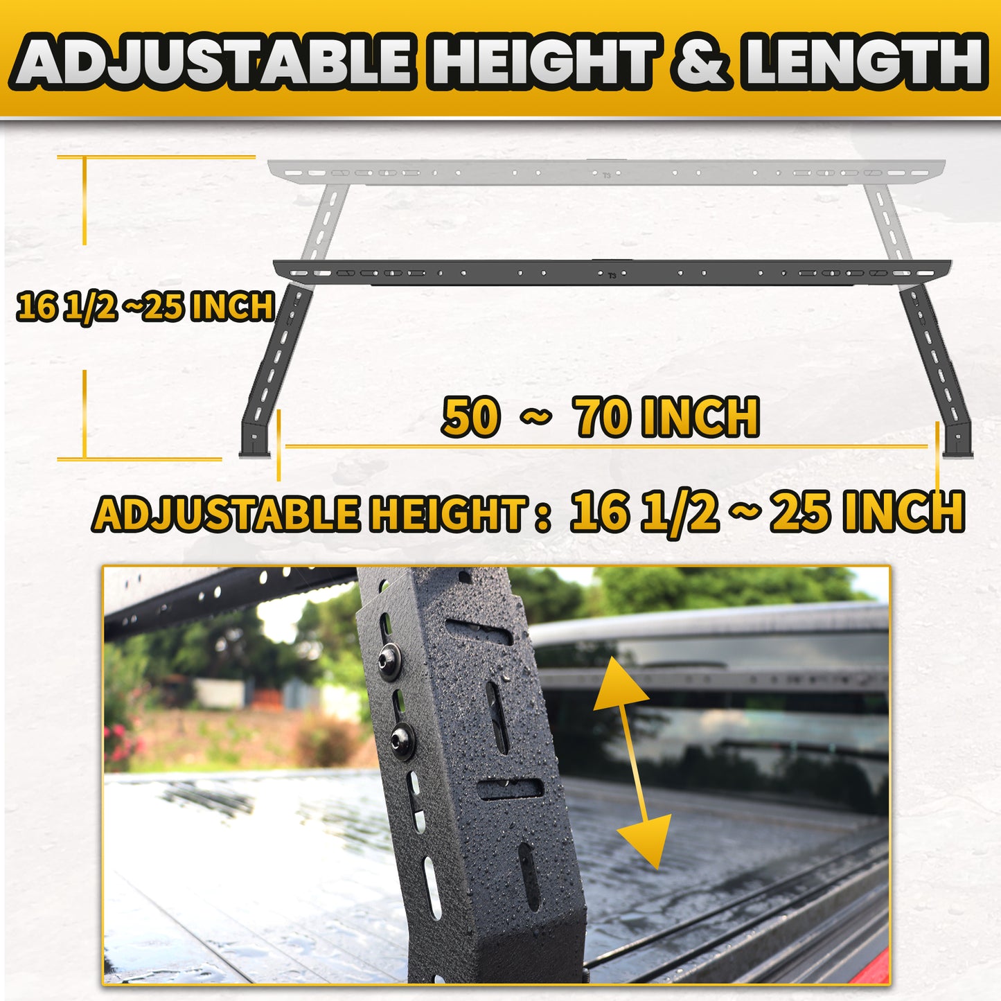 16"~25" High Truck Bed Rack For Ford F150/250/350 / Ratpor / Lightning / Maverick / Ranger