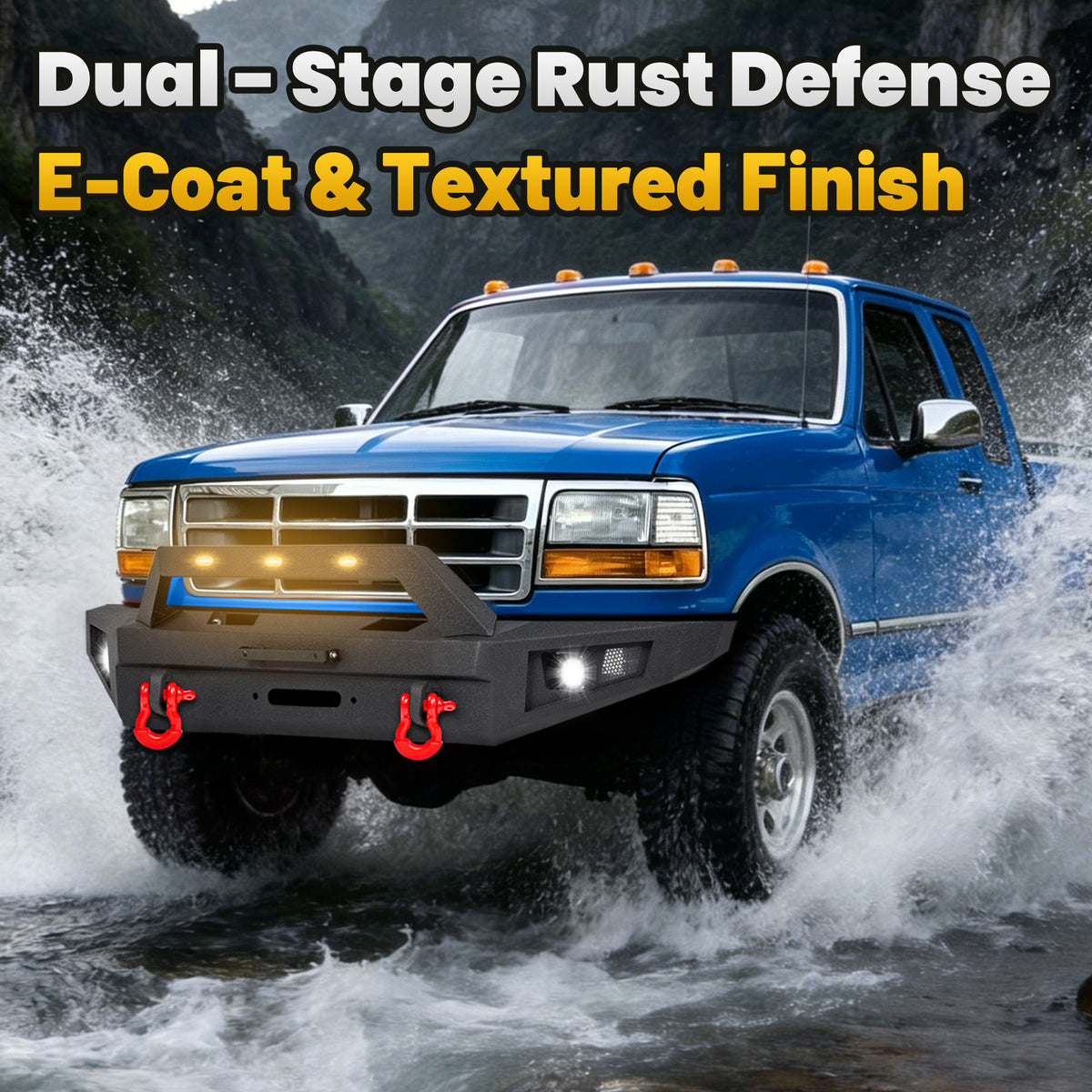 Ford F-150 92-97 Front Bumper|Direct Bolt-On, No Drill, Work Truck & Off-Road Armor, OEM Fit Upgrade