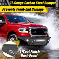 Dodge Ram 2500 19-24 Front Bumper|Direct Bolt-On, No Drill, Work Truck & Off-Road Protection, LED Light Bar & Fog Lights