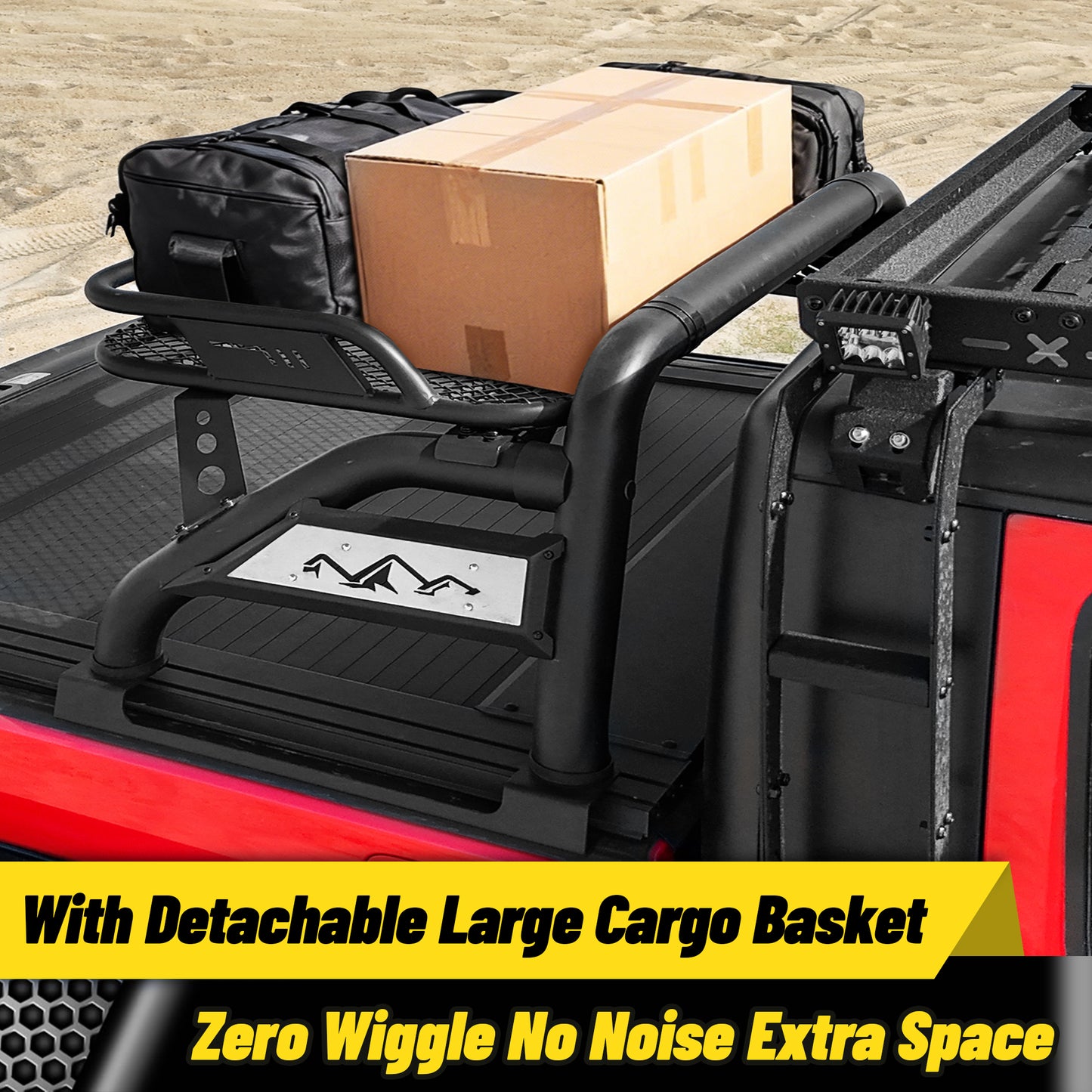 Truck Bed Roll Bar with Detachable Cargo Basket For Full-Size Truck