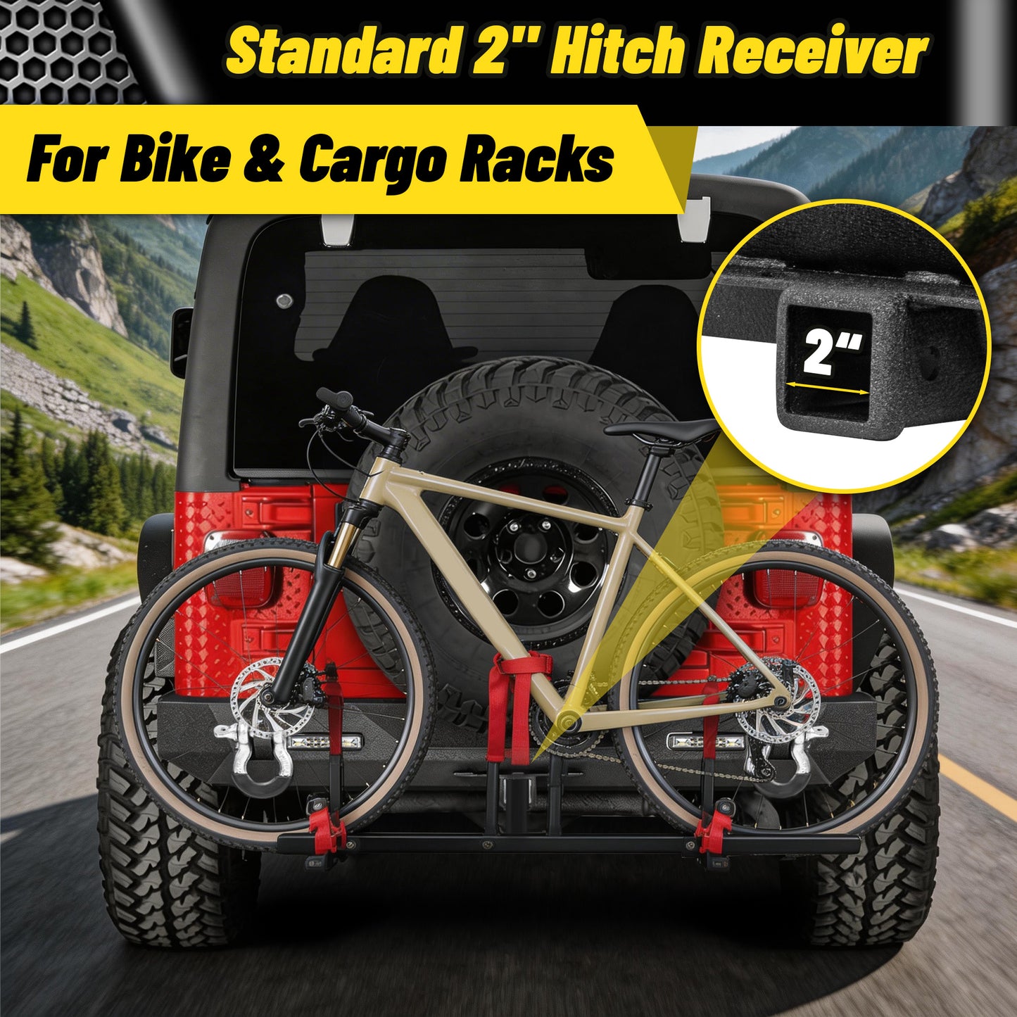 Jeep Wrangler TJ/YJ 87-06 Rear Bumper|Direct Bolt-On, No Drill, Off-Road Adventure Armor, LED Lights & D-rings