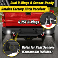 Ford F-150 15-17 (Excl. Raptor & EcoBoost) Rear Bumper|Bolt-On, No Drilling, Steel Work Truck, LED Lights & D-Rings