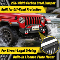 Jeep Wrangler JK/JL 07-26 & Gladiator JT Front Bumper|Direct Bolt-On, No Drill, Overland & Off-Road Defense, Dual D-rings