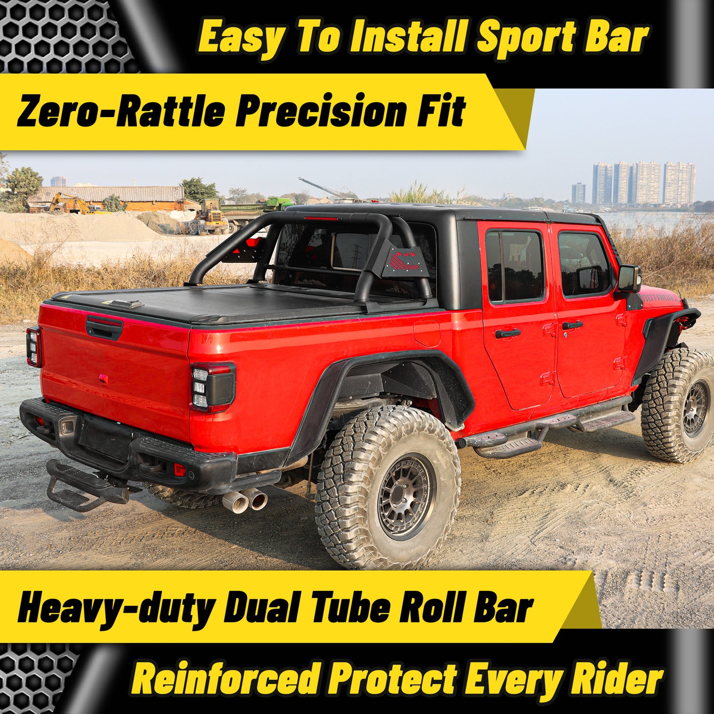 Dual Tube Roll Bar for Mid Size Pickup Truck with Brake Light