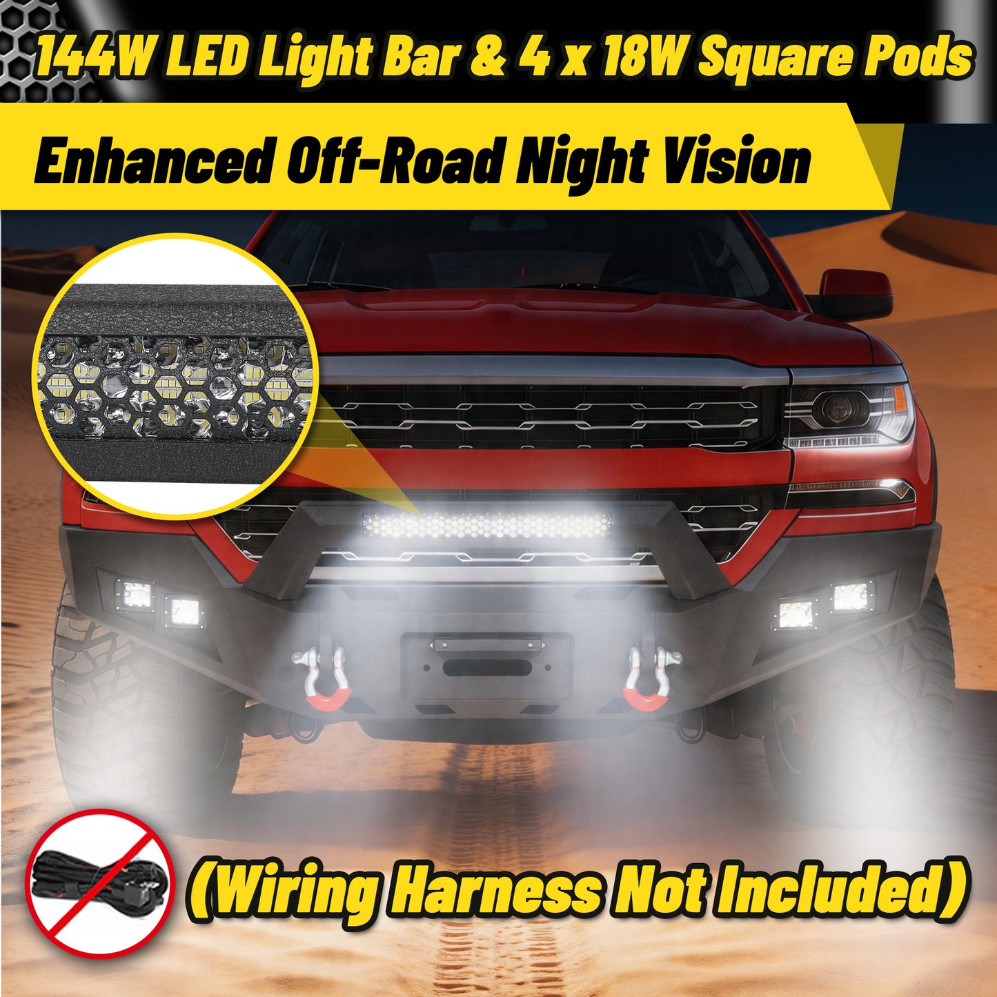 Chevy Suburban 92-99 / Yukon 92-99 / Tahoe 95-99 Front Bumper|Bolt-On, No Drilling, Off-Road Protection, LED Lights & D-Rings