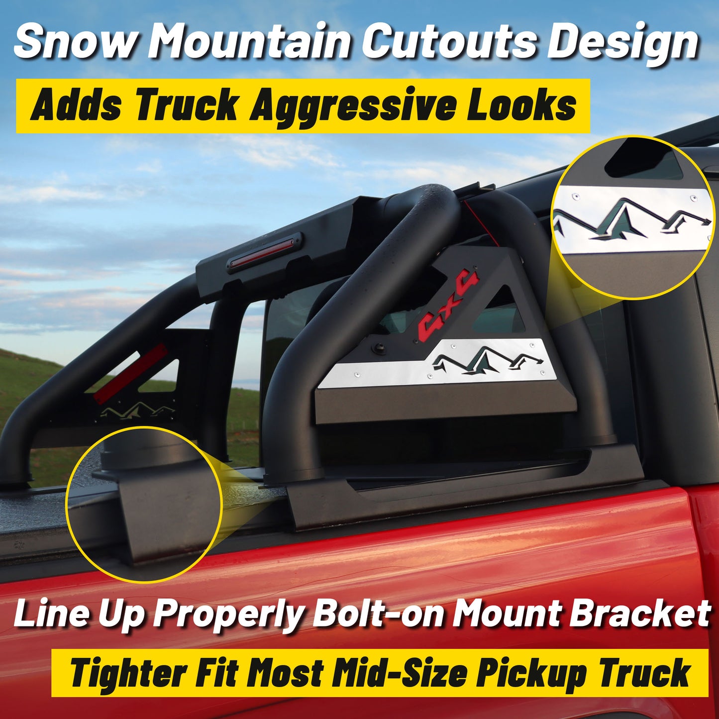 Truck Bed Roll Bar for Mid-Size Pickup Trucks
