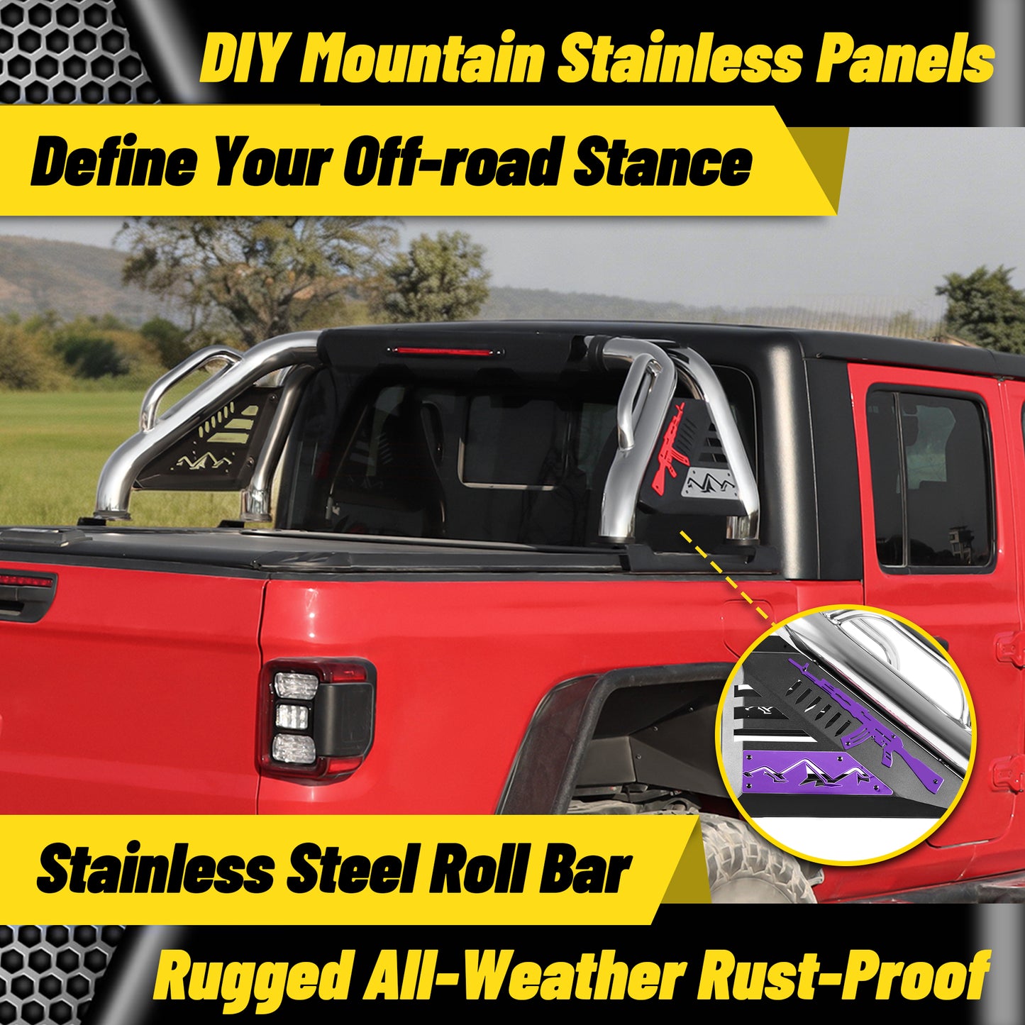 Universal Sport Stainless Steel Roll Bar with Brake Light