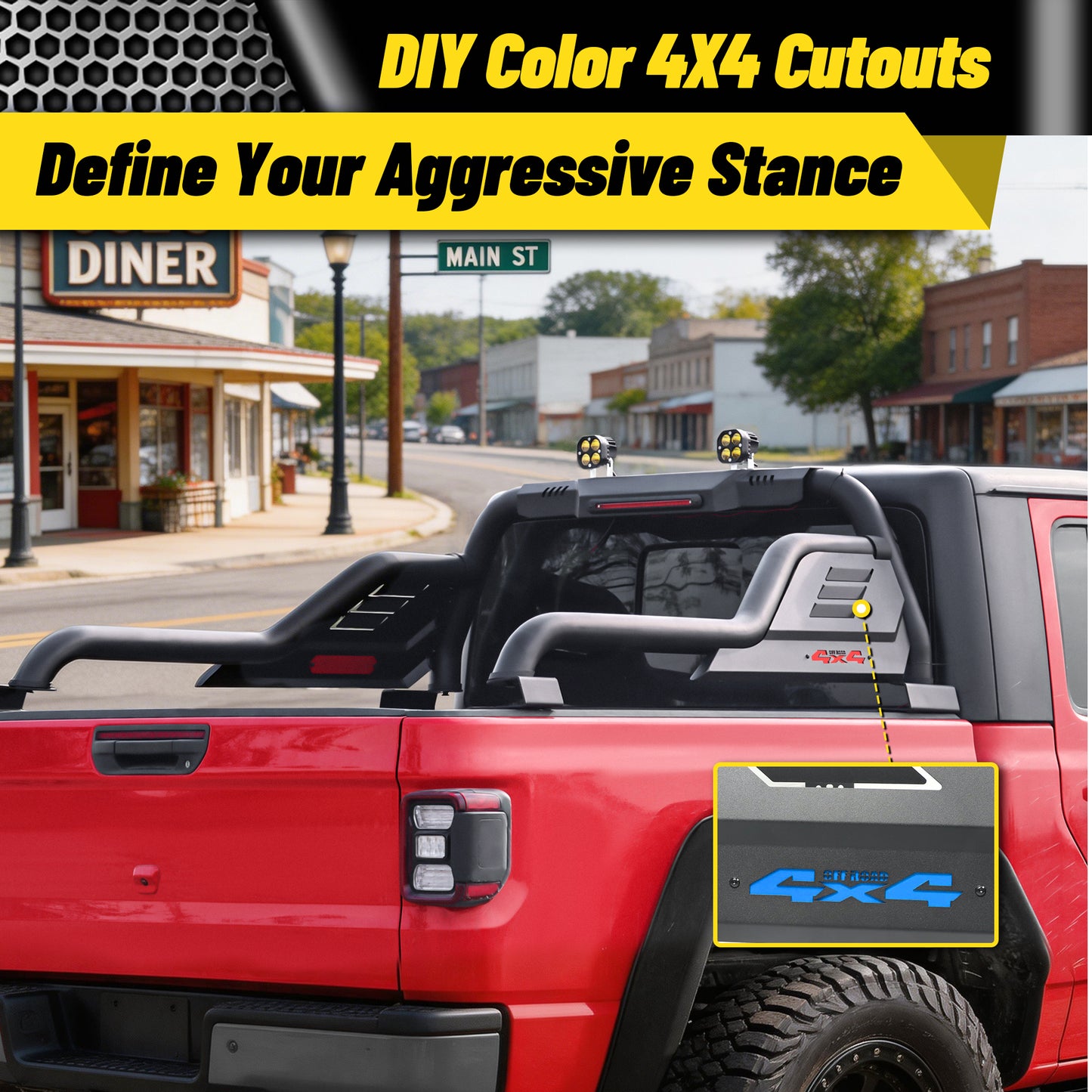 Heavy Duty Roll Bar for Mid Size Pickup Truck with Dual Pod Lights