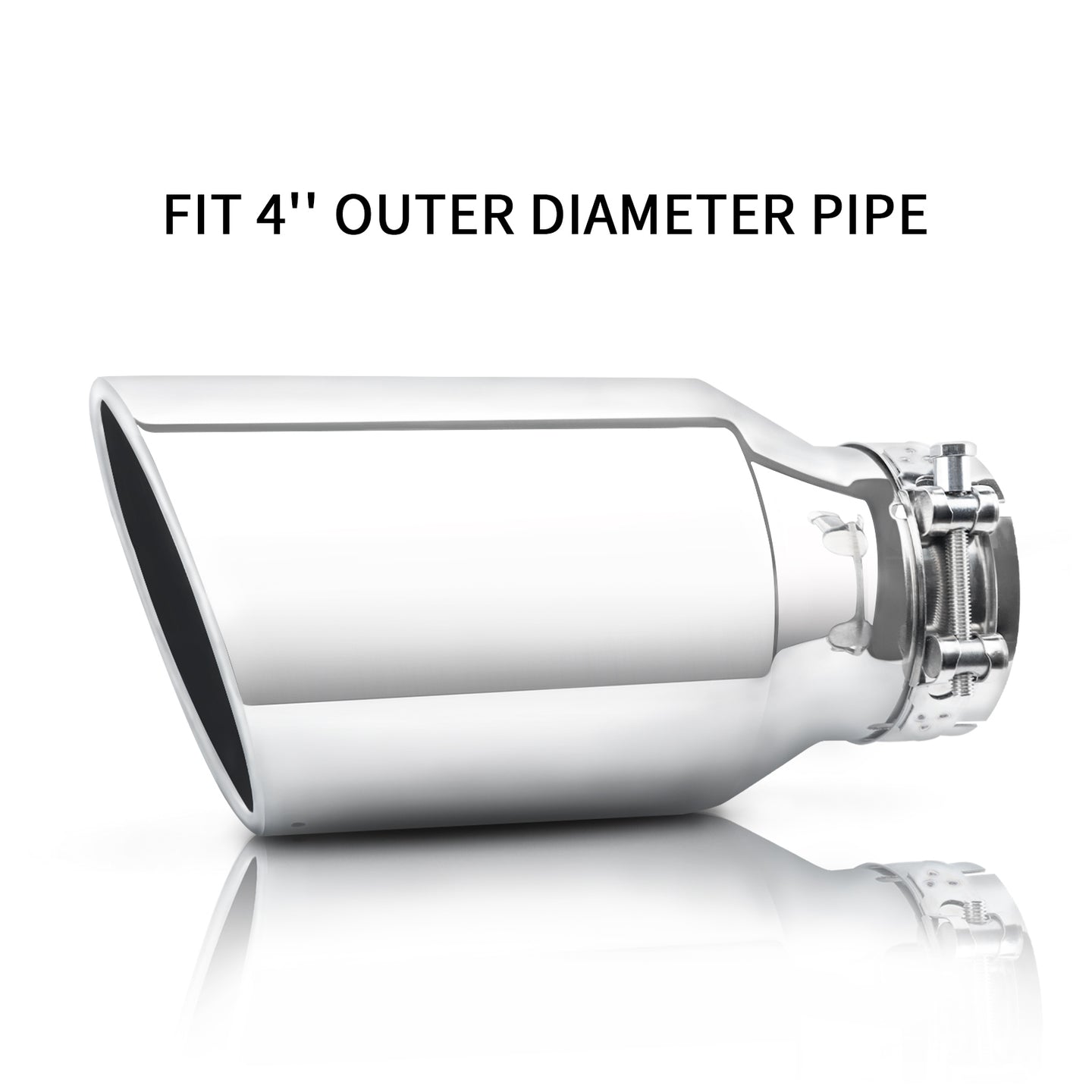 Silver 4x6x12 exhaust tip with clamp-on design for trucks and cars
