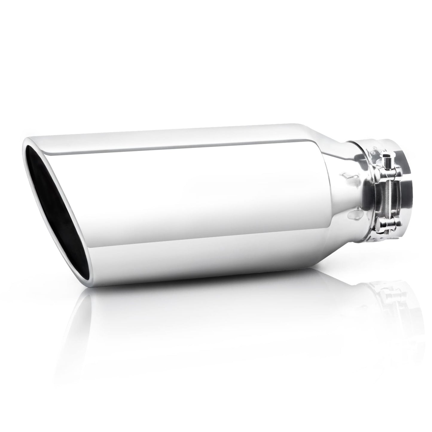 Silver 4x6x15 exhaust tip for trucks, cars, and SUVs