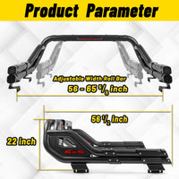 Adjustable Double Tube Roll Bar for Universal Pickup Truck with Brake Light