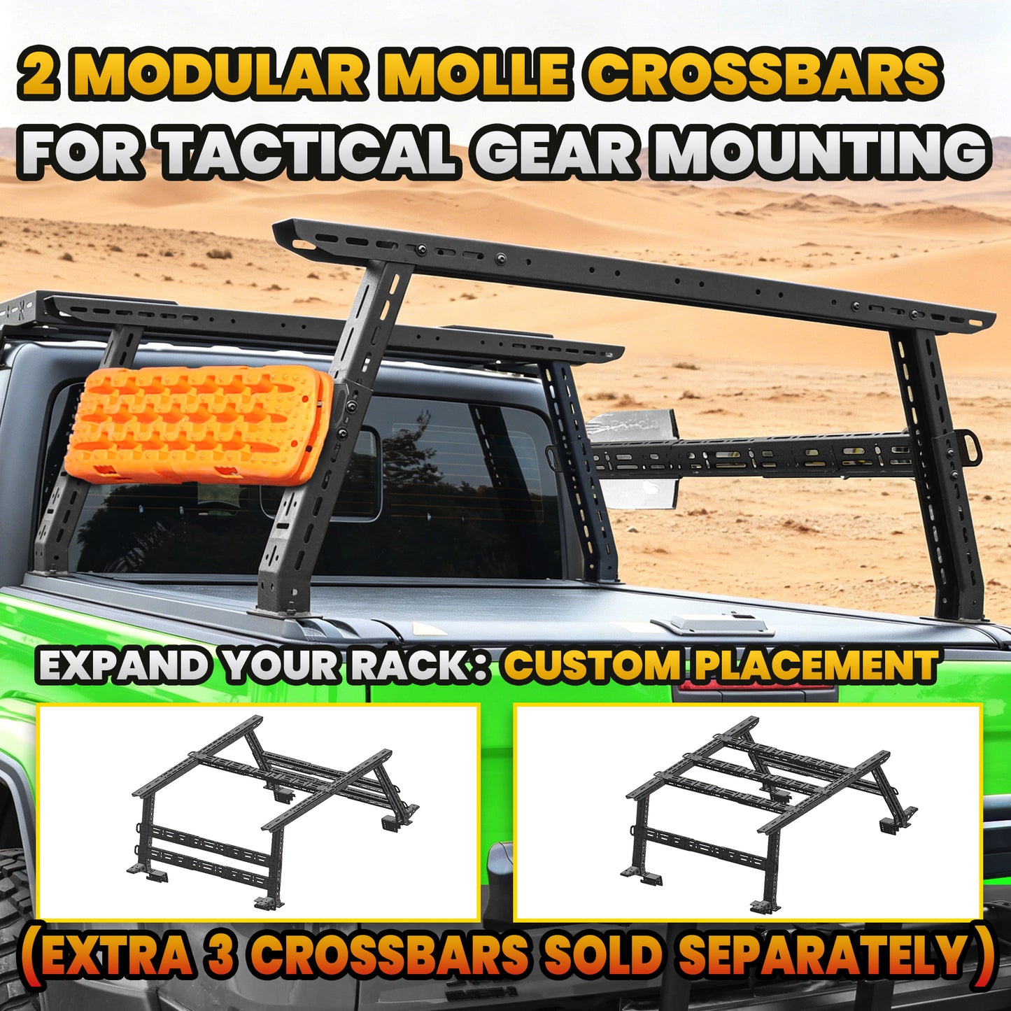 16"~25" High Truck Bed Rack with Molle Crossbars