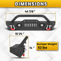 Jeep Wrangler JK/JL 07-26 & Gladiator JT Front Bumper|Direct Bolt-On, No Drill, Overland & Off-Road Defense, Dual D-rings