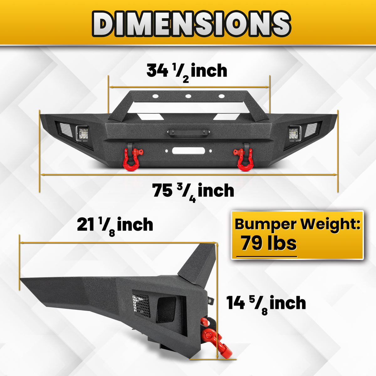 Ford F-150 92-97 Front Bumper|Direct Bolt-On, No Drill, Work Truck & Off-Road Armor, OEM Fit Upgrade