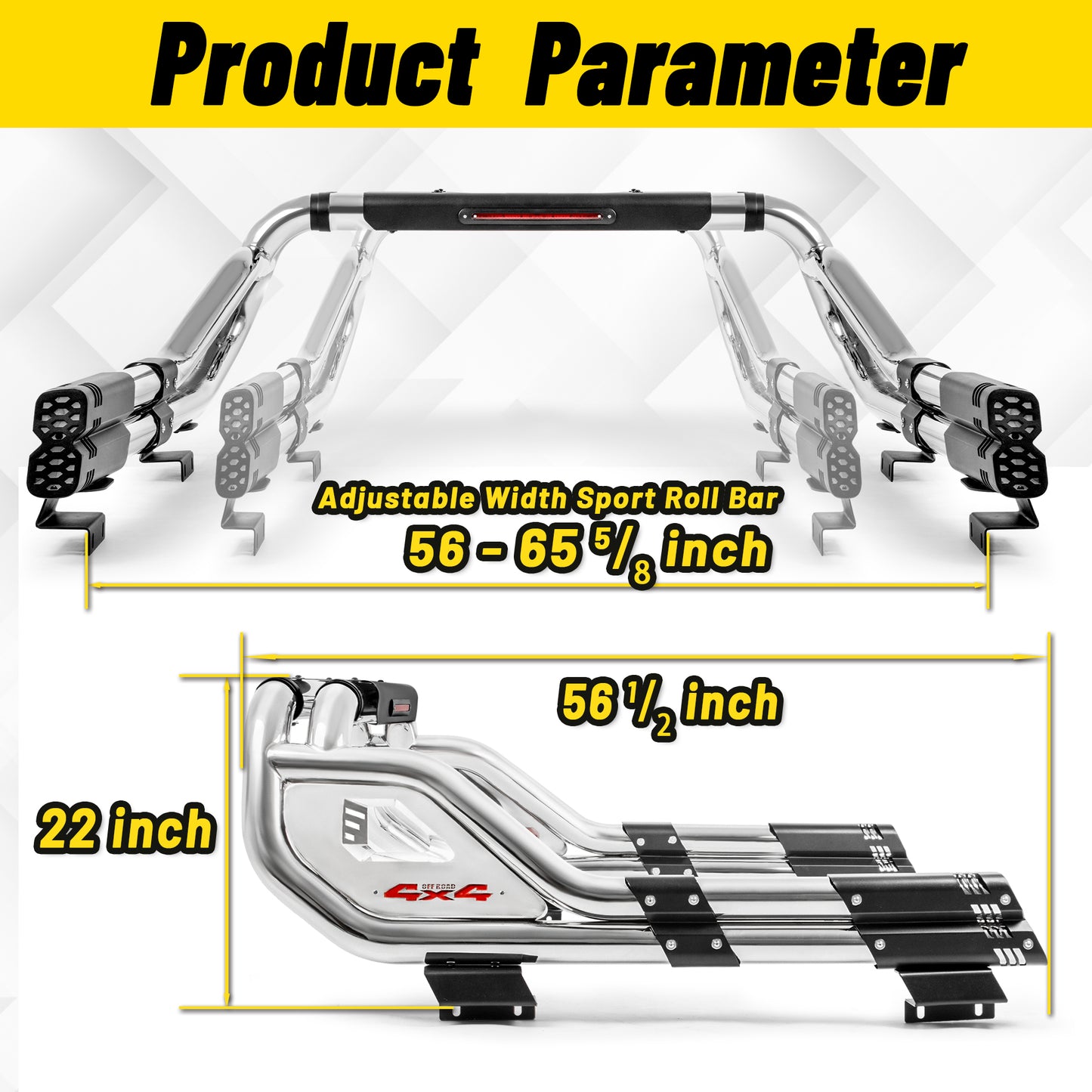 Heavy Duty Adiustable Stainless Steel Roll Bars