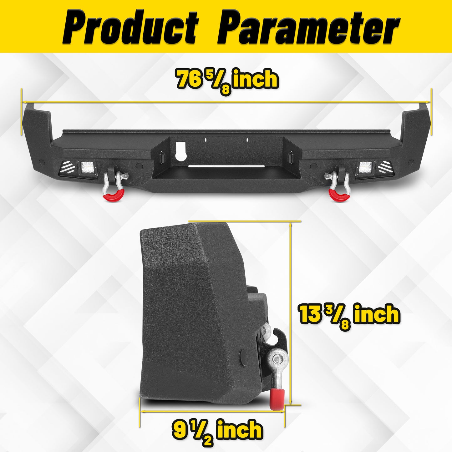 Toyota Tacoma 3rd Gen 2016-2023 Rear Bumper|Direct Bolt-On, No Drill, Carbon Steel Overland Armor, Step Plate & D-Rings