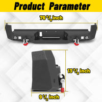 Toyota Tacoma 3rd Gen 2016-2023 Rear Bumper|Direct Bolt-On, No Drill, Carbon Steel Overland Armor, Step Plate & D-Rings