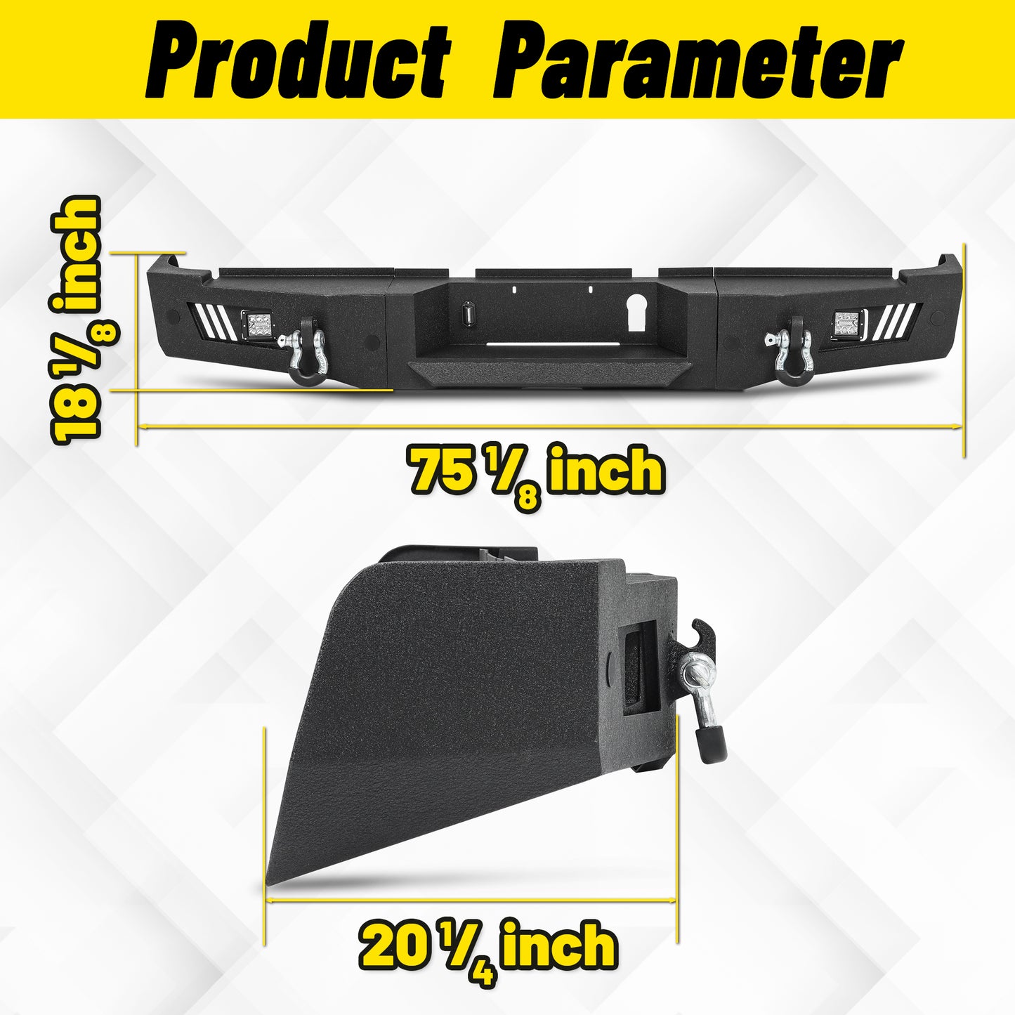 Dodge Ram 2500 19-24 Rear Bumper|Direct Bolt-On, No Drill, Work & Tow Ready Armor, LED Lights & D-Rings