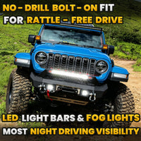 Jeep JL 18-26 & Gladiator JT Front Bumper |Direct Bolt-On, No Drill, Off-Road Adventure Armor, Stainless Steel Skid Plate