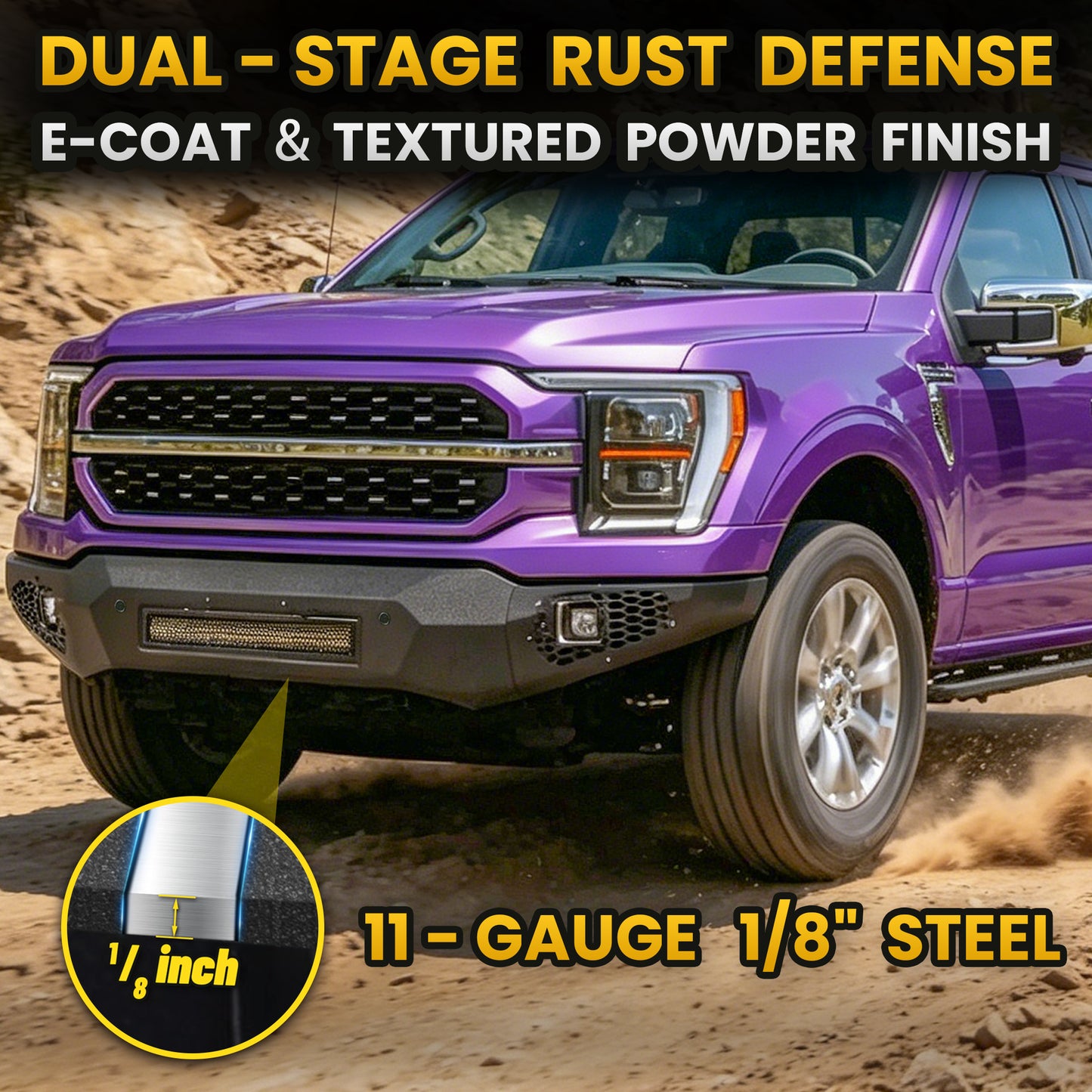 Ford 2021-2023 Fornt Bumper | Direct Bolt-On, No Drill, Heavy-Duty Protection, Built-in Winch Mounting Plate