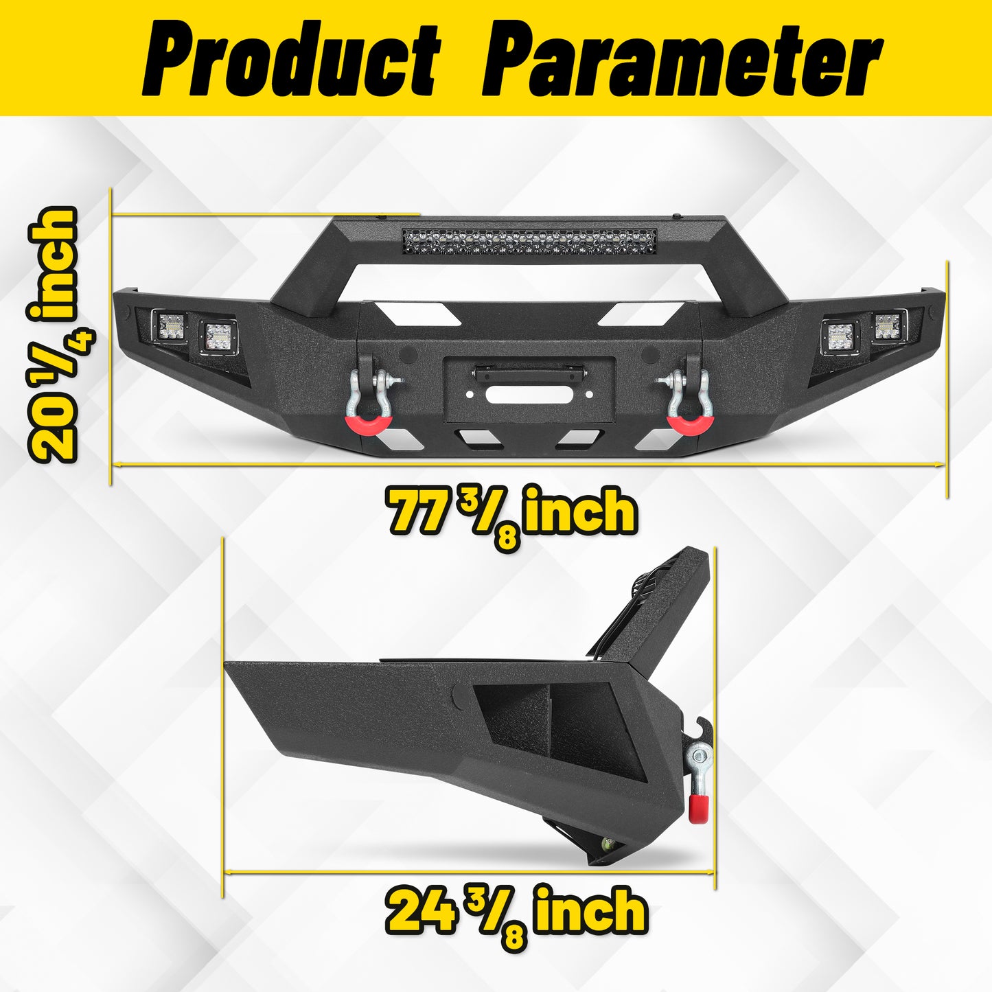 Ford F-150 15-17 (Excl. Raptor & EcoBoost) Front Bumper|Direct Bolt-On, No Drill, Off-Road Armor, LED Light Bar & Winch Plate