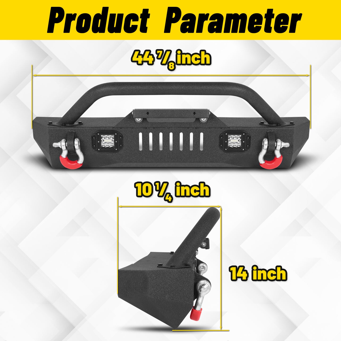 Jeep Wrangler JK/JL 07-26 & Gladiator JT Front Bumper|Direct Bolt-On, No Drill, Overland & Off-Road Defense, Dual D-rings