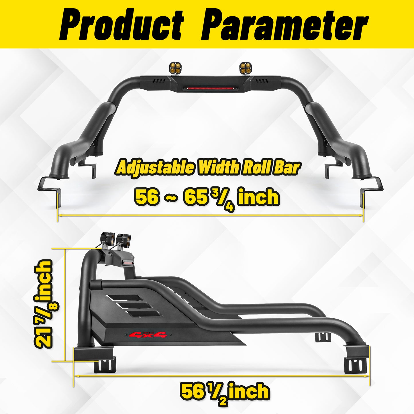 Heavy Duty Roll Bar for Mid Size Pickup Truck with Dual Pod Lights