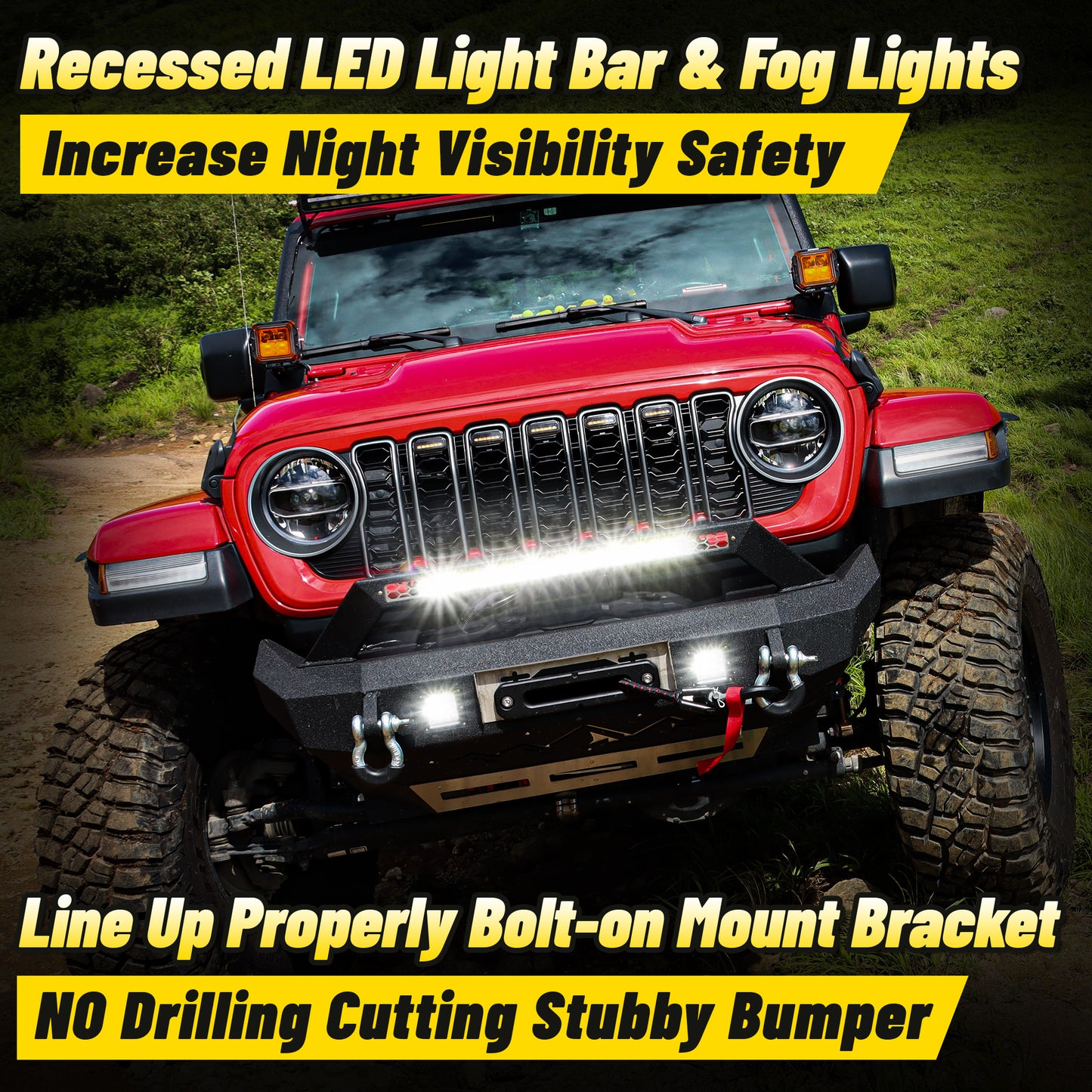 Jeep JL 18-26 & Gladiator JT Front Bumper |Direct Bolt-On, No Drill, Off-Road Adventure Armor, Stainless Steel Skid Plate