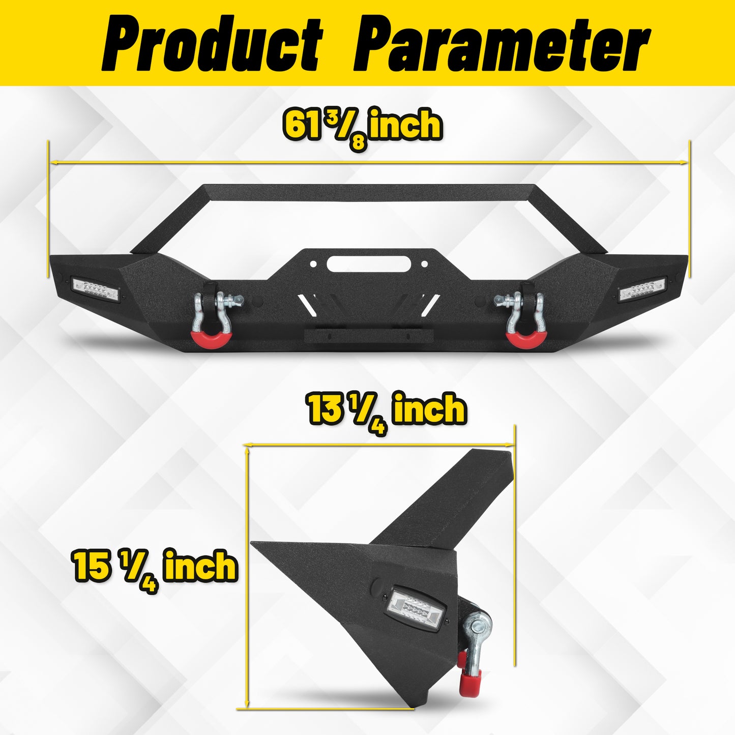 Jeep Wrangler JK JL 07-26 & Gladiator JT 20-26 Front Bumper| Bolt-On, No Drilling, Dual D-Rings