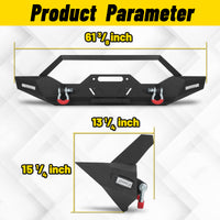 Jeep Wrangler JK JL 07-26 & Gladiator JT 20-26 Front Bumper| Bolt-On, No Drilling, Dual D-Rings