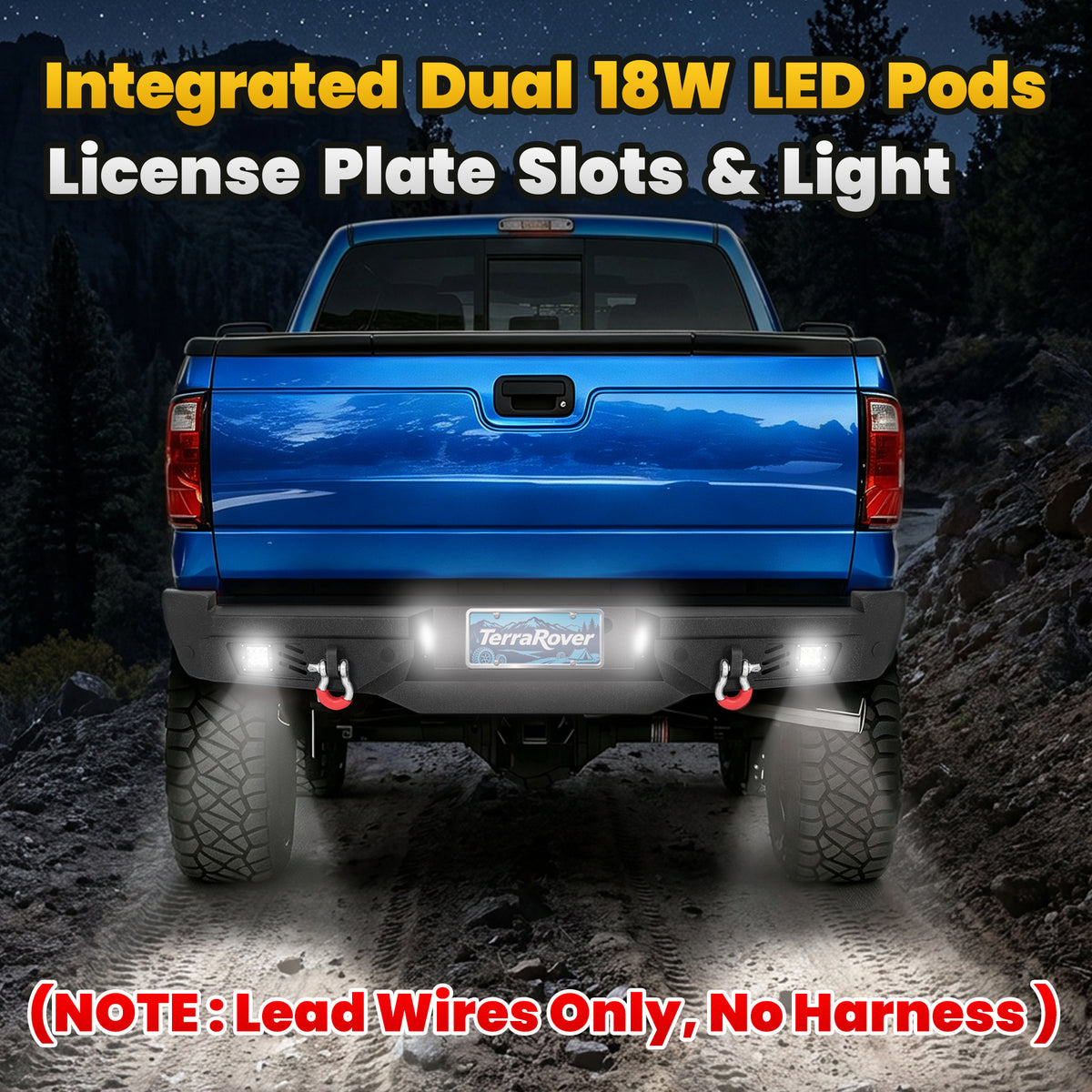 Ford F-150 15-17 (Excl. Raptor & EcoBoost) Rear Bumper|Bolt-On, No Drilling, Steel Work Truck, LED Lights & D-Rings