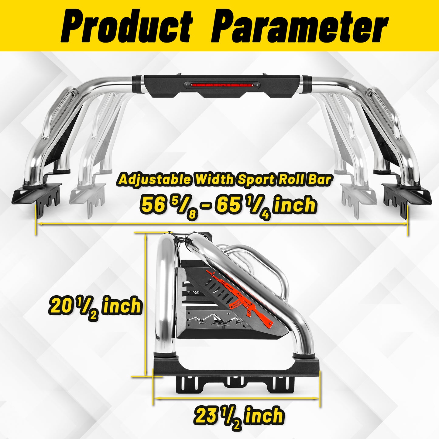 Sport Stainless Steel Roll Bar for Mid Size Truck with Brake Light
