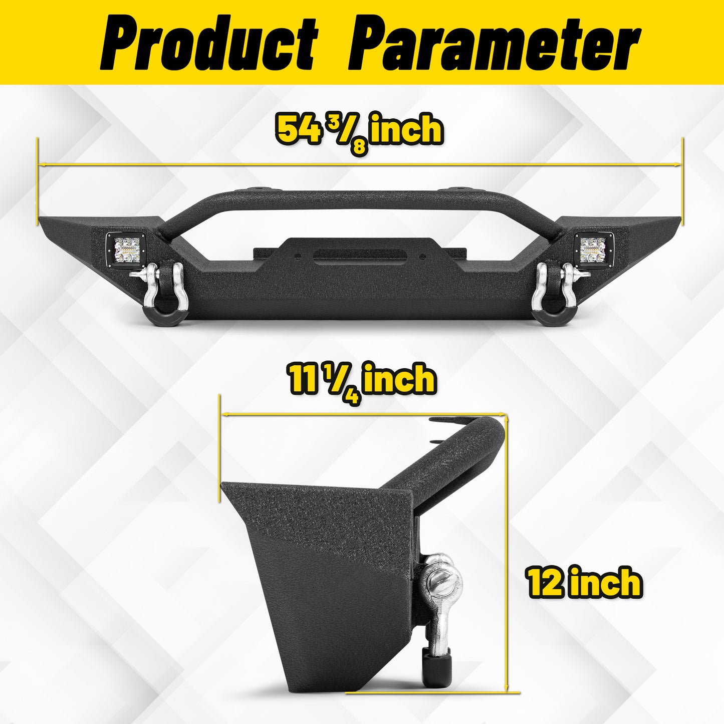 Jeep Wrangler TJ/YJ 87-06 Front Bumper|Direct Bolt-On, No Drill, Off-Road Adventure Armor, Light Bar & D-Rings