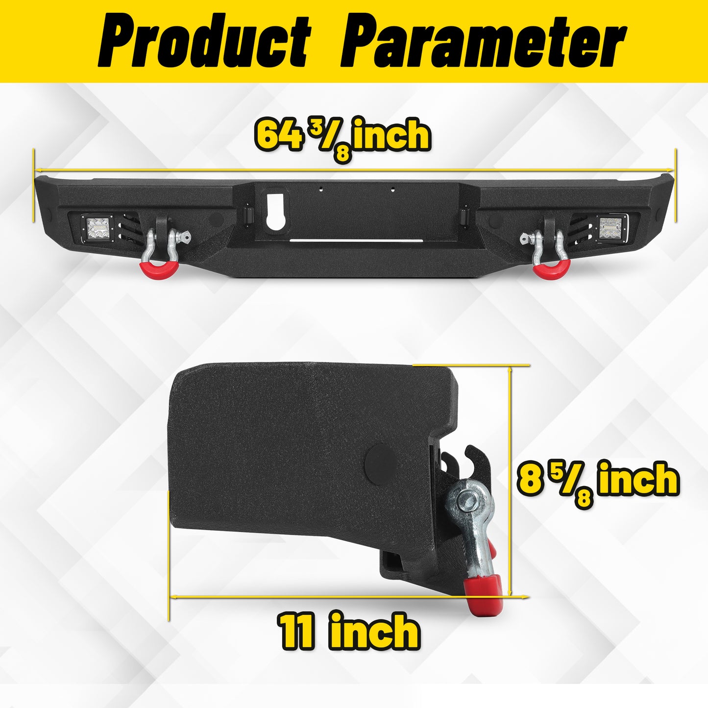 Jeep Gladiator JT 20-26 Rear Bumper| Bolt-On, No Drilling,Off-Road Armor, LED Lights & D-Rings